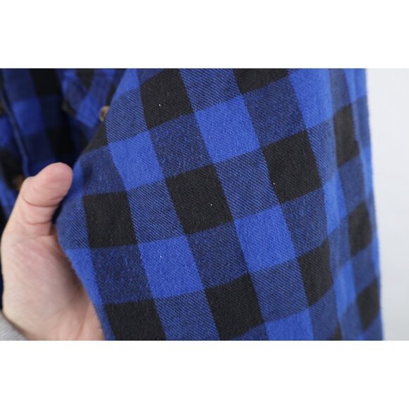 Vtg 90s Streetwear Mens XL Deep Pile Fleece Lined Hooded Flannel Shirt Jacket - Picture 10 of 16